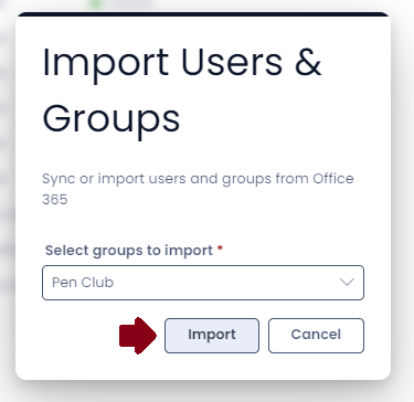 Button location of Import users modal